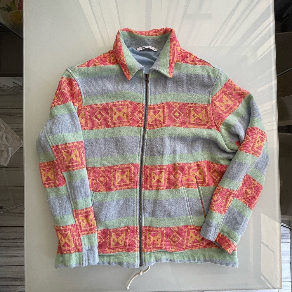 Zara Blue Textured Jacket Mens XL